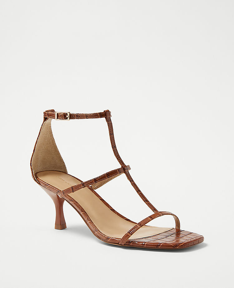 Sandales en cuir gaufré à trois brides