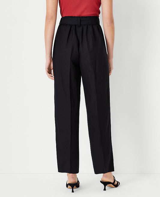 Le Pantalon Droit à Nouer à la Taille en Lin Mélangé