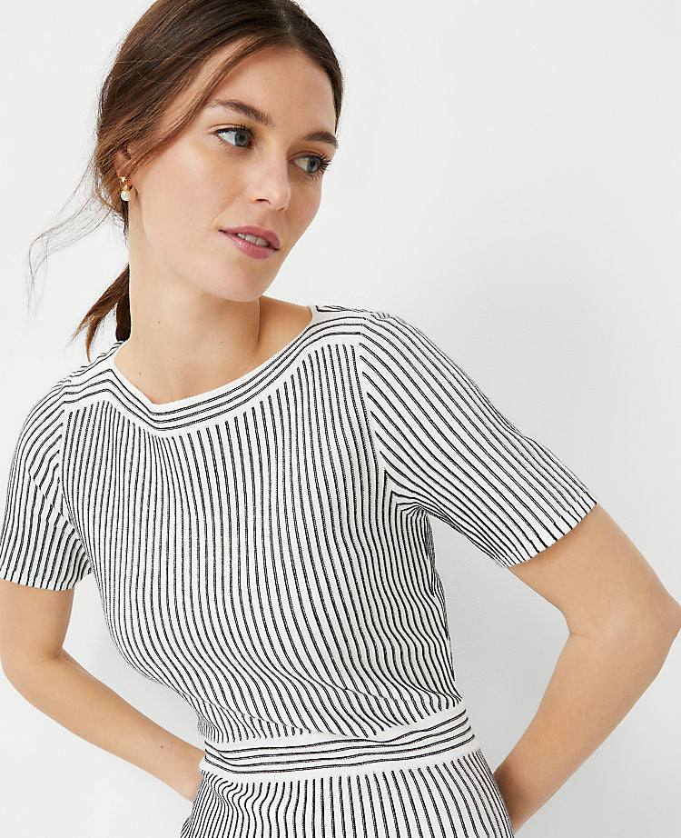Stripe Ribbed Flare Sweater Dress