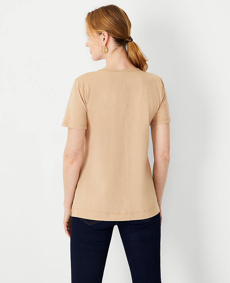 Pima-Baumwoll-T-Shirt mit Rundhalsausschnitt