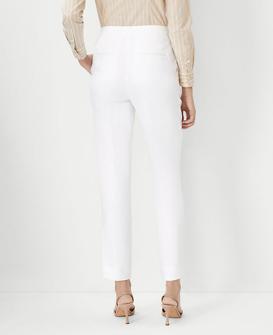 Le pantalon cheville Eva en mélange de lin à chevrons - Coupe galbée