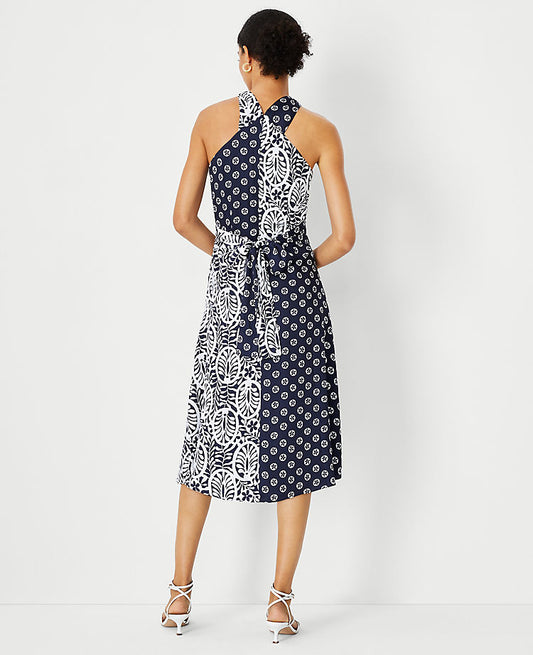 Robe cache-cœur dos nu à imprimé floral mélangé