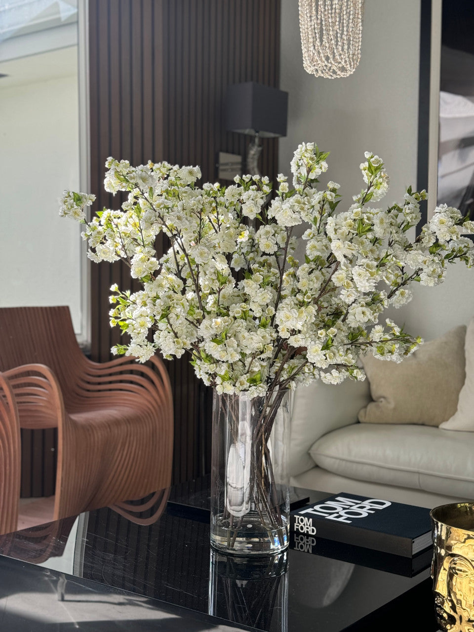 Cherry Blossoms in 16″ Glass Cylinder