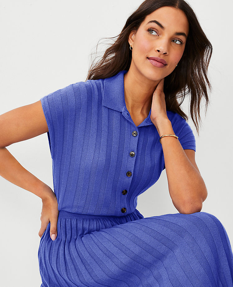 Robe pull polo côtelée