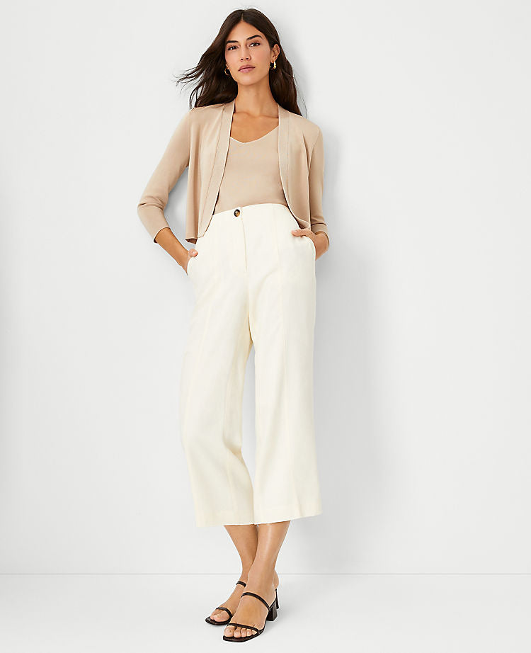 Silky Cropped Open Cardigan