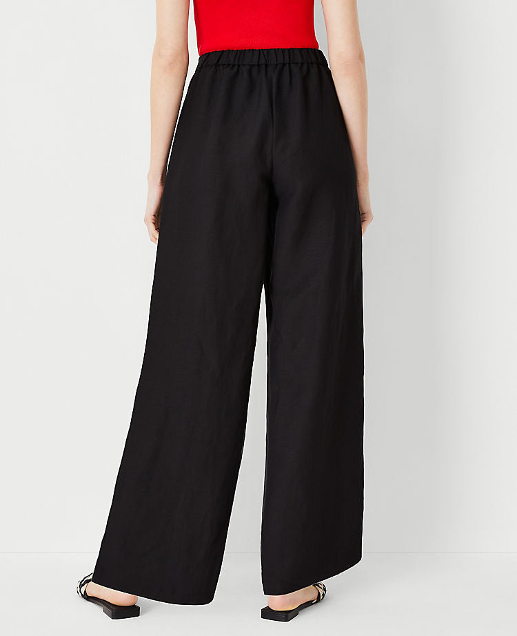 Le pantalon palazzo à enfiler en mélange de lin