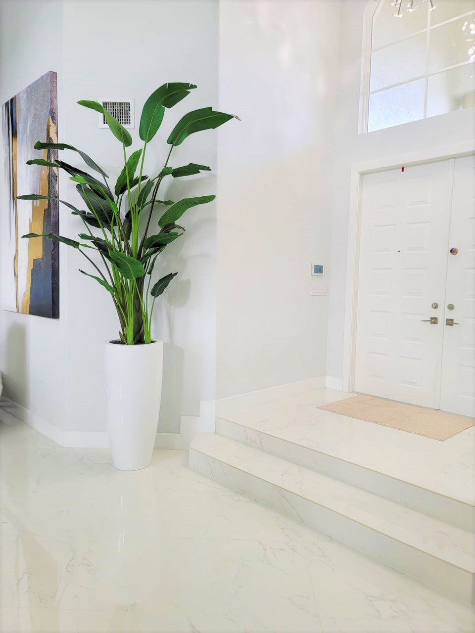 9 ft Bird of Paradise with Large Dax Planter in Glossy White