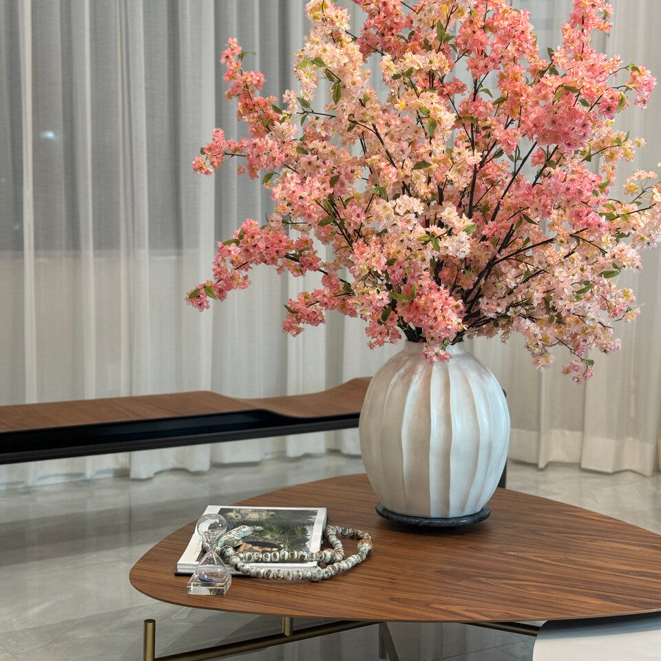 Astoria Vase with Pink Cherry Blossoms