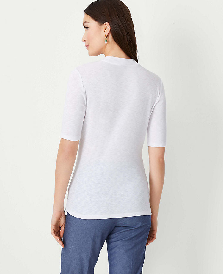 Top mit Ellenbogenärmeln und Mock Neck