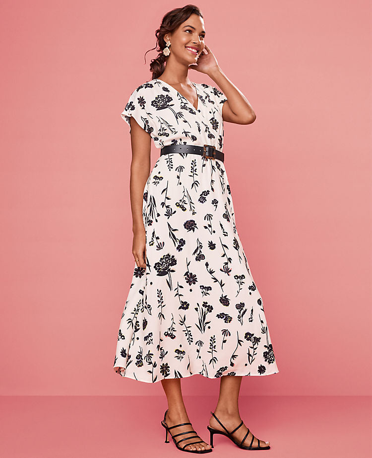 Floral Belted Flare Dress