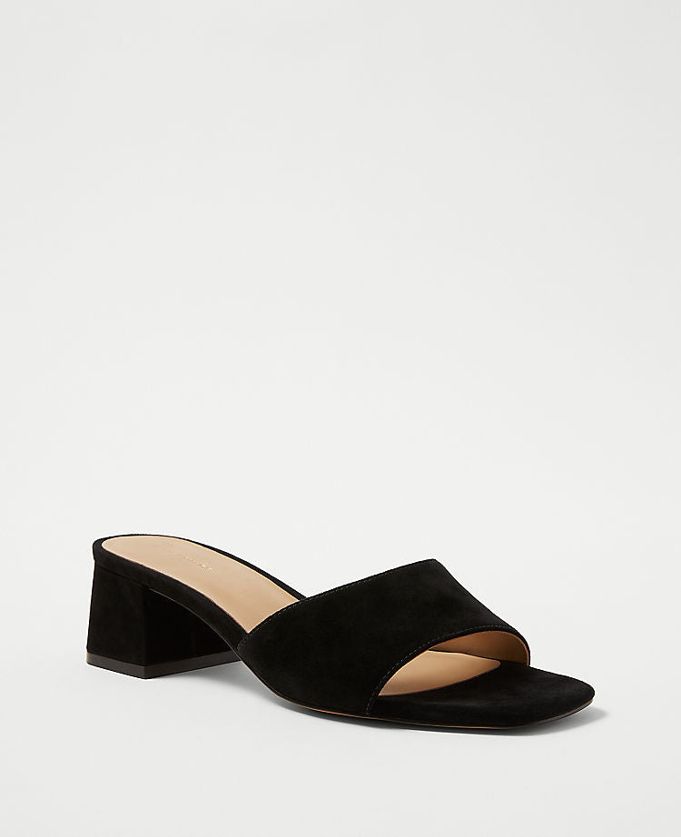 Wildleder-Mulesandalen mit Blockabsatz