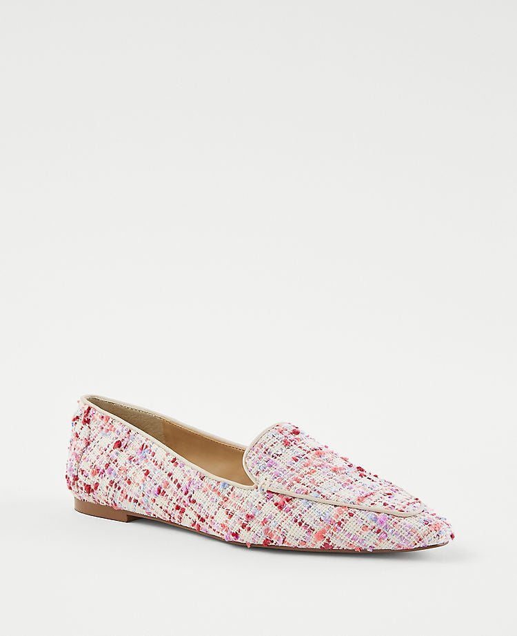 Ballerines multicolores en tweed à bout carré