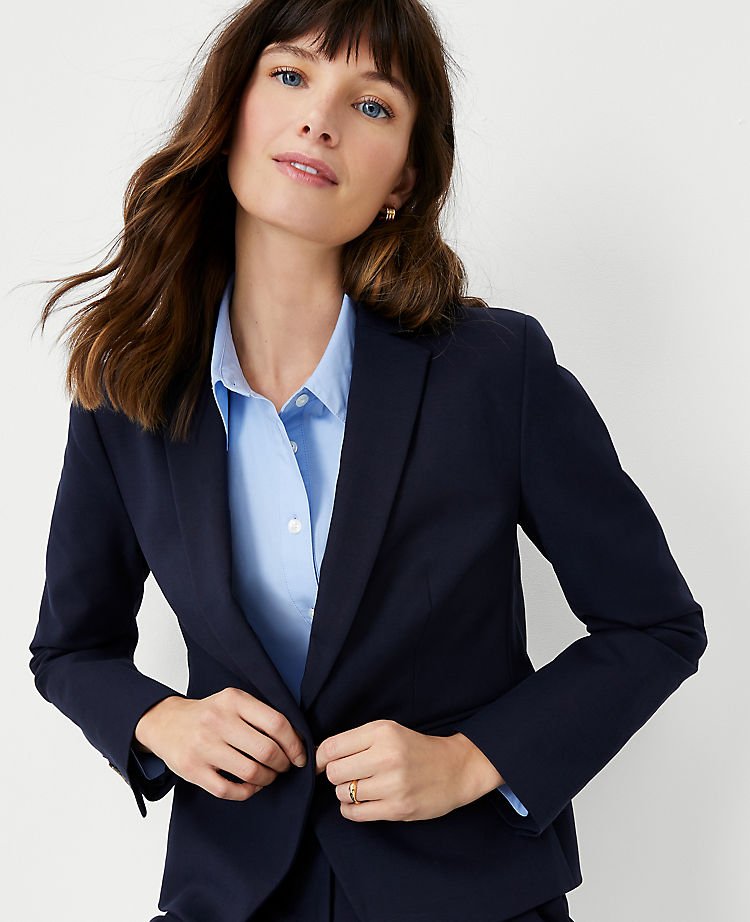 Le blazer à un bouton en coton stretch