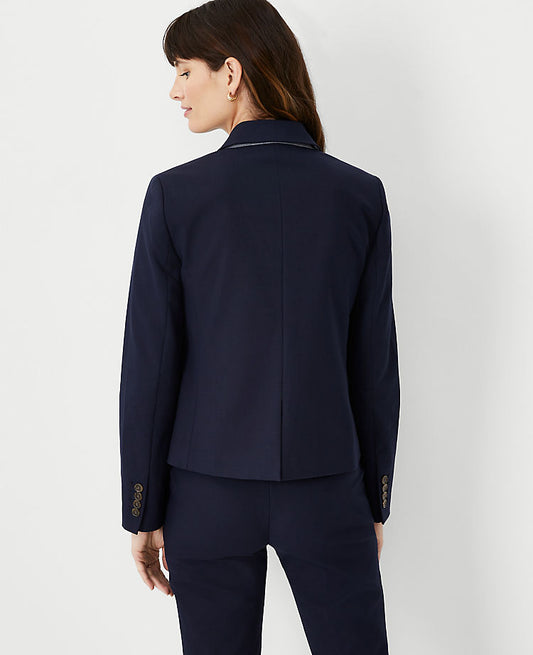 Le blazer à un bouton en coton stretch