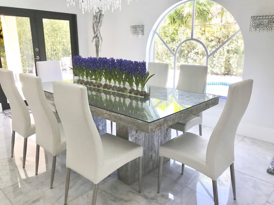 Jardinière en verre Casa Moderna de 122 cm avec jacinthes bleues (rupture de stock)