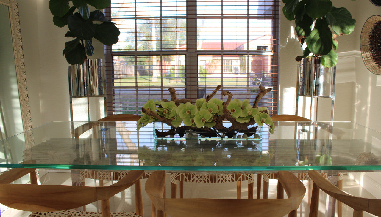Jardinière en verre Casa Moderna 24″ avec orchidées vertes