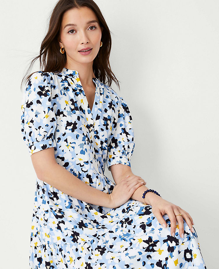 Robe midi étagée fleurie