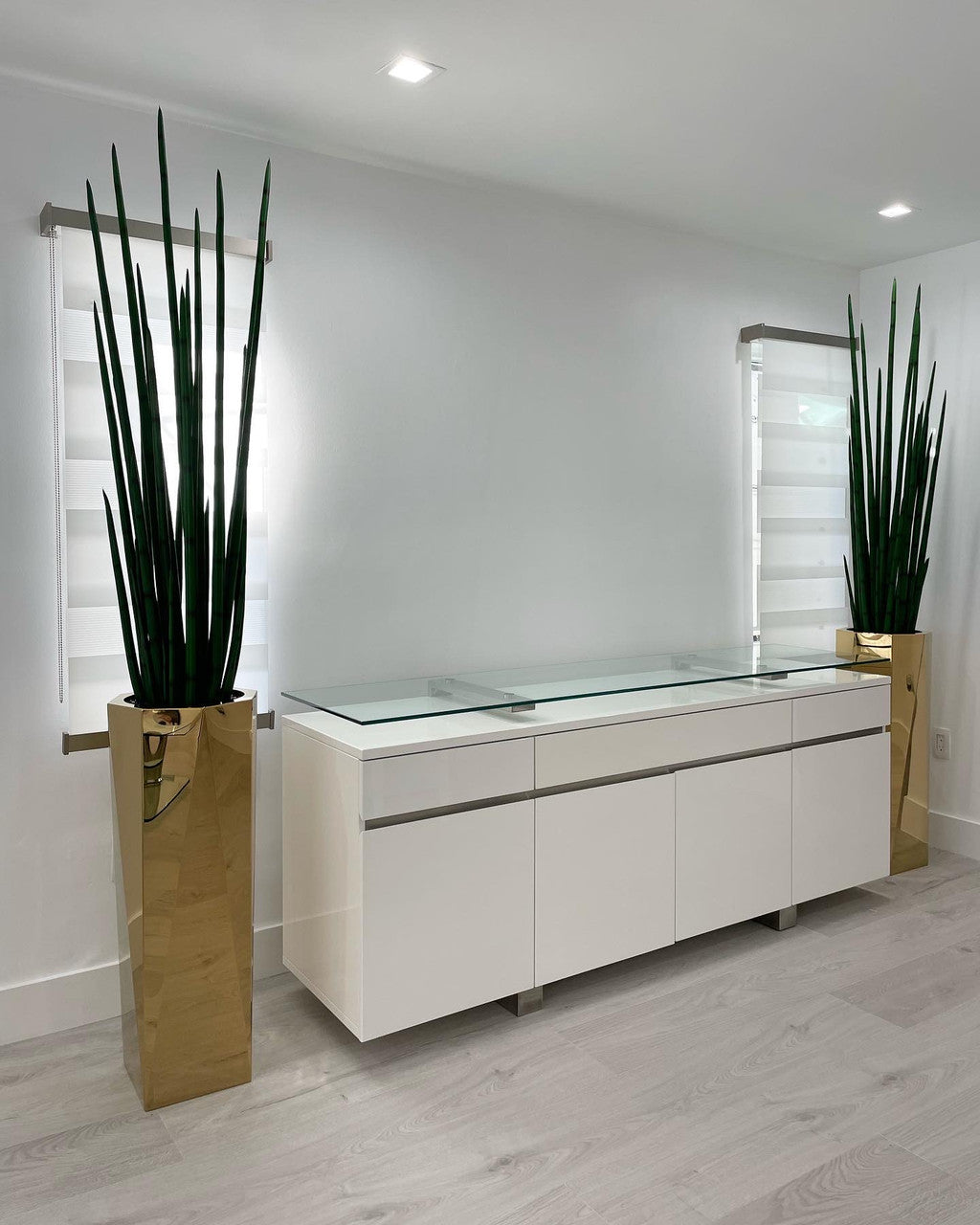 Prism Octagon Planter with Snake Grass