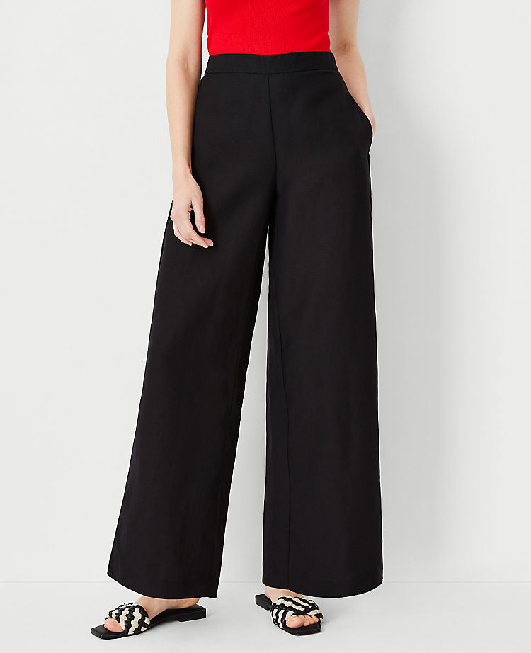 Le pantalon palazzo à enfiler en mélange de lin