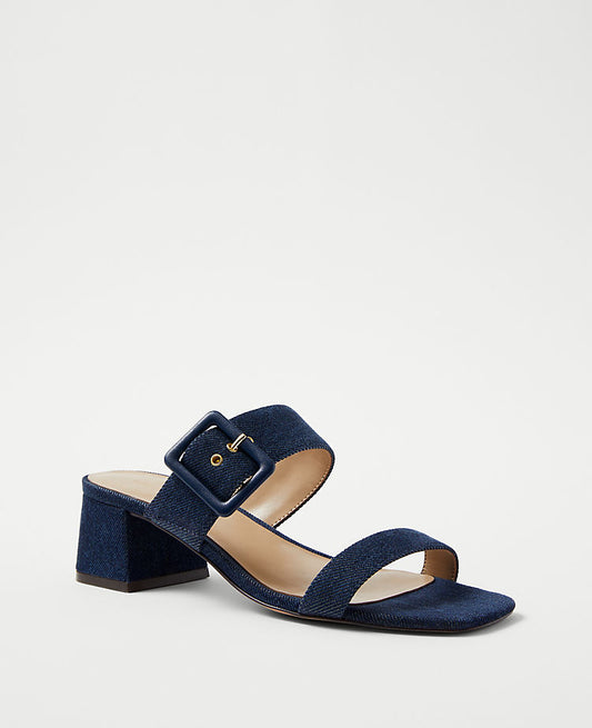 Sandales en jean à deux brides et boucles