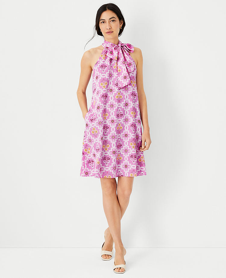 Robe à imprimé carreaux et col noué