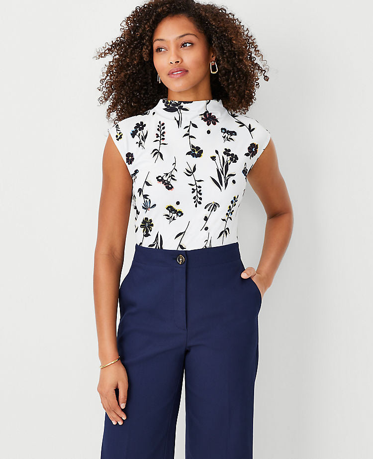 Florales Raffiniertes Stretch-Rollkragentop