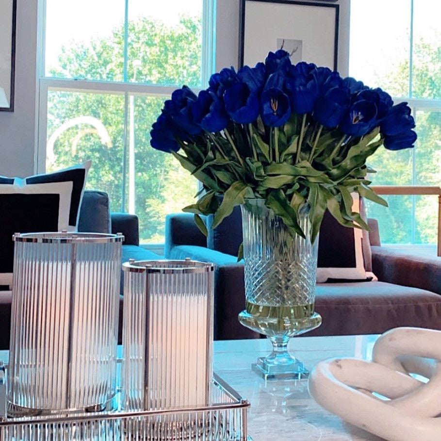Blue Tulips in Cristo Urn