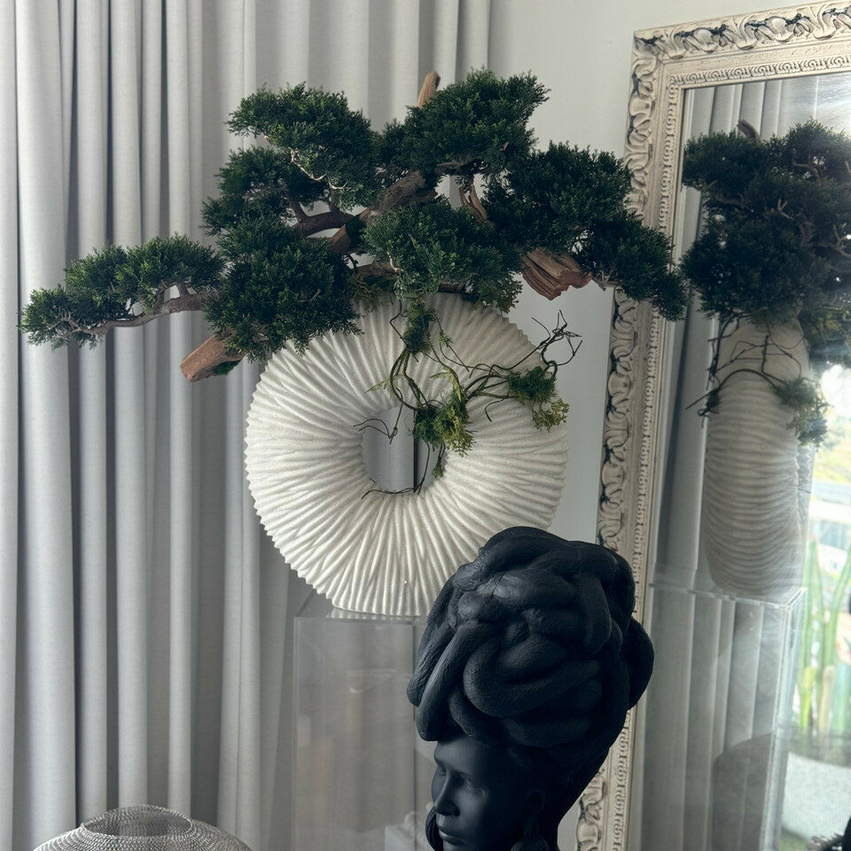 Large Eternity Vase with Trailing Bonsai Tree and Driftwood