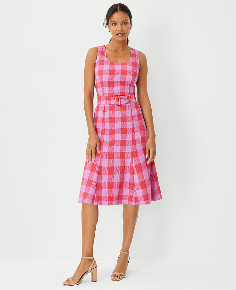 Plaid Belted Midi Dress