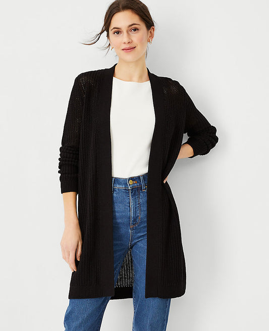 Gilet long ajouré en maille