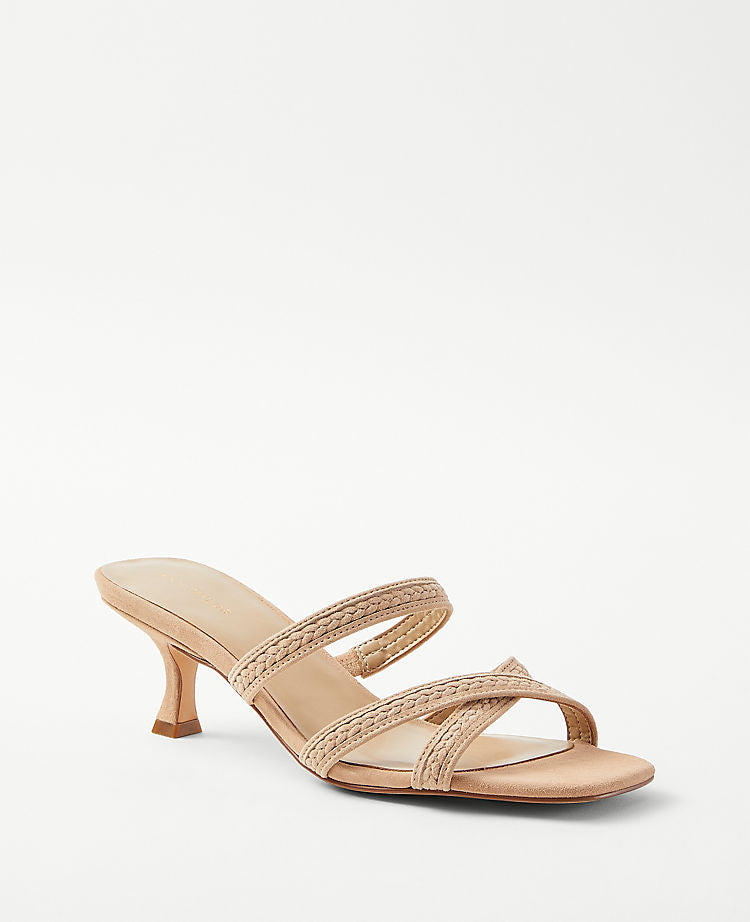 Geflochtene Riemchen-Mules aus Leder