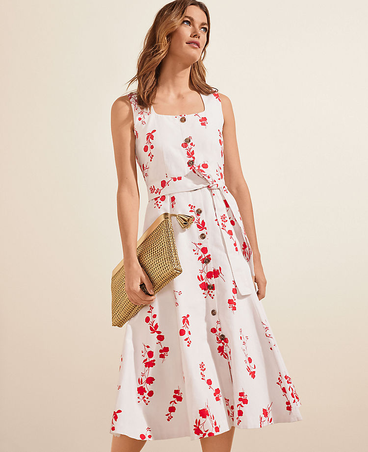Robe patineuse boutonnée fleurie