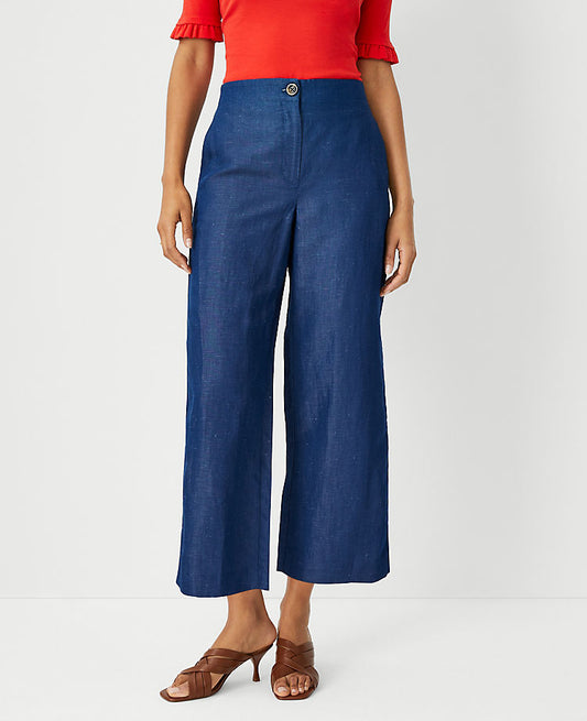 Le pantalon cropped large Kate en chambray