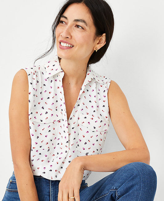 Chemise sans manches à motif floral