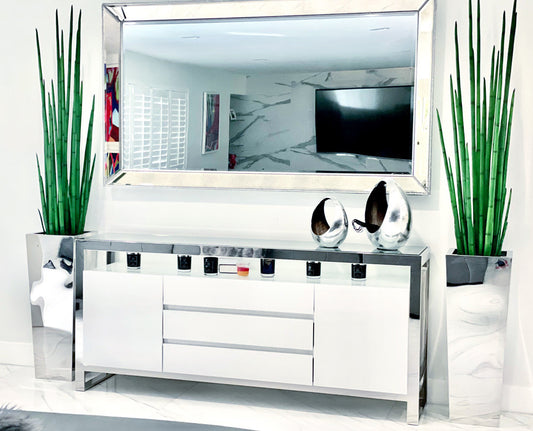 Stainless Steel Cube Planter with Snake Grass