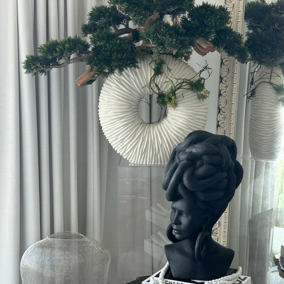 Large Eternity Vase with Trailing Bonsai Tree and Driftwood