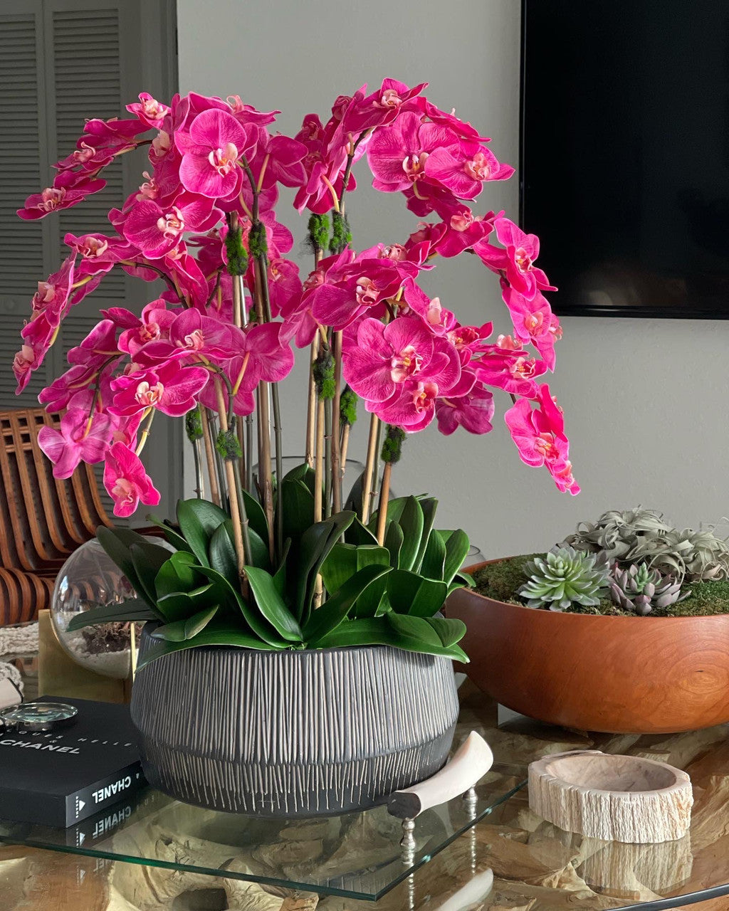 Java Bowl with Pink Phalaenopsis Orchids(Out of Stock)