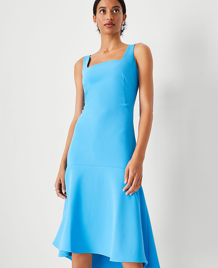 Quadratischer Ausschnitt Hi-Lo ausgestelltes Kleid