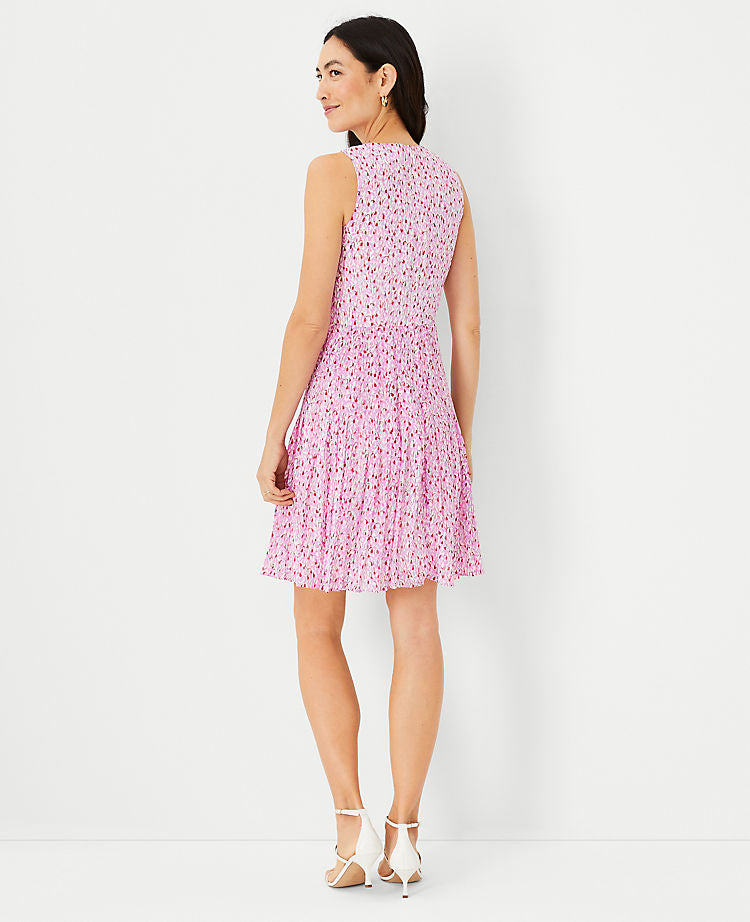 Robe évasée plissée à fleurs