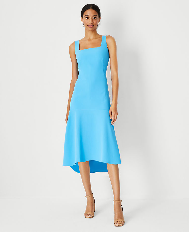 Quadratischer Ausschnitt Hi-Lo ausgestelltes Kleid