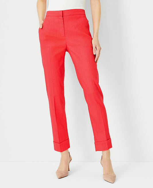 Le pantalon cheville taille haute Eva en mélange de lin