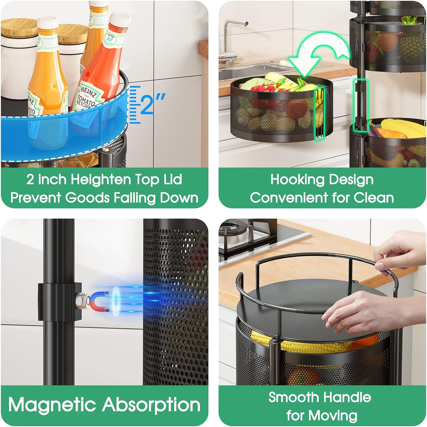 ??Mother's Day Flash Sale??Multifunctional Kitchen Shelf Multi-layer Rotatable Storage Rack