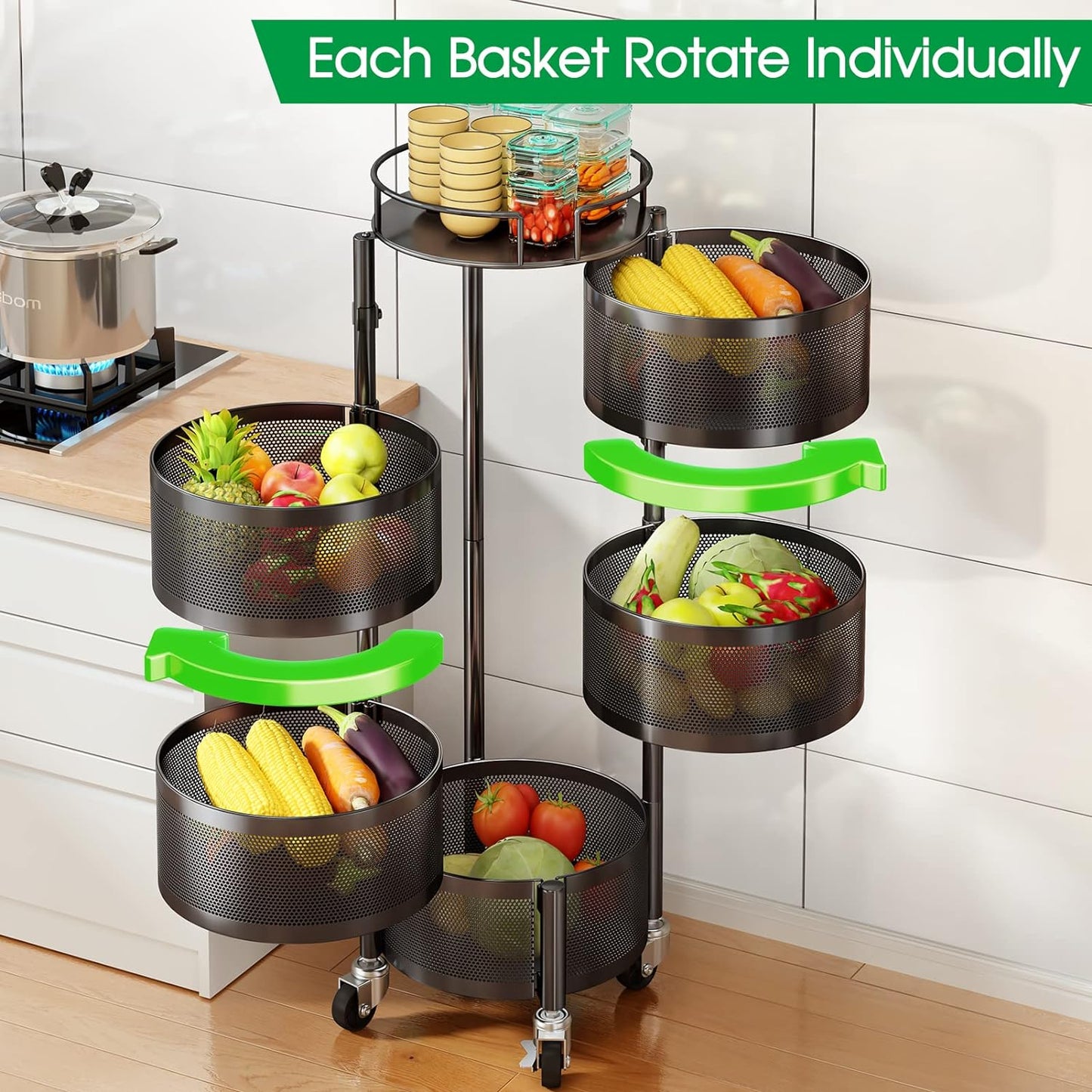 ??Mother's Day Flash Sale??Multifunctional Kitchen Shelf Multi-layer Rotatable Storage Rack