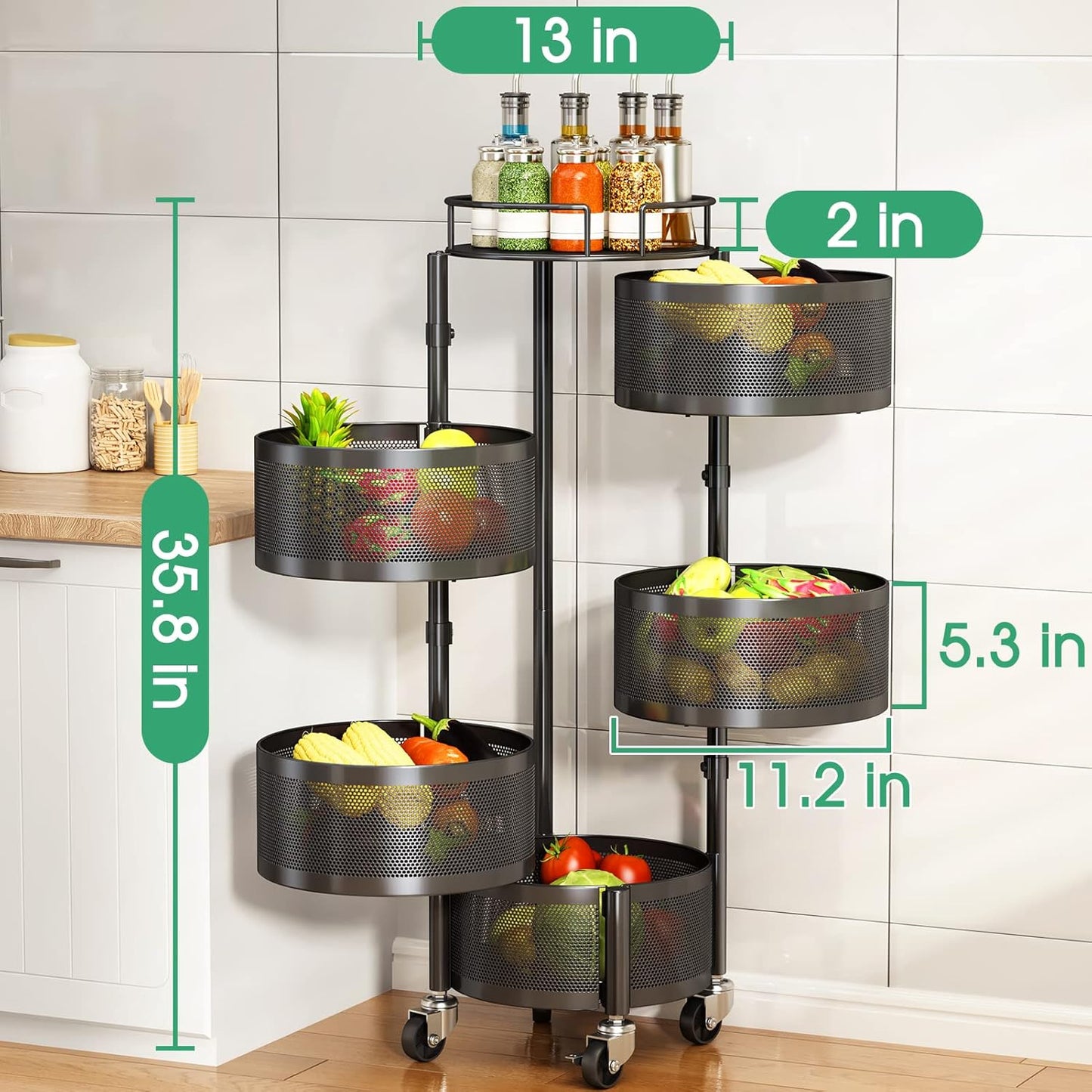 ??Mother's Day Flash Sale??Multifunctional Kitchen Shelf Multi-layer Rotatable Storage Rack