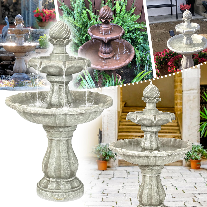 35-Inch 2-Tier Solar Water Fountain Outdoor