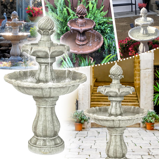 35-Inch 2-Tier Solar Water Fountain Outdoor