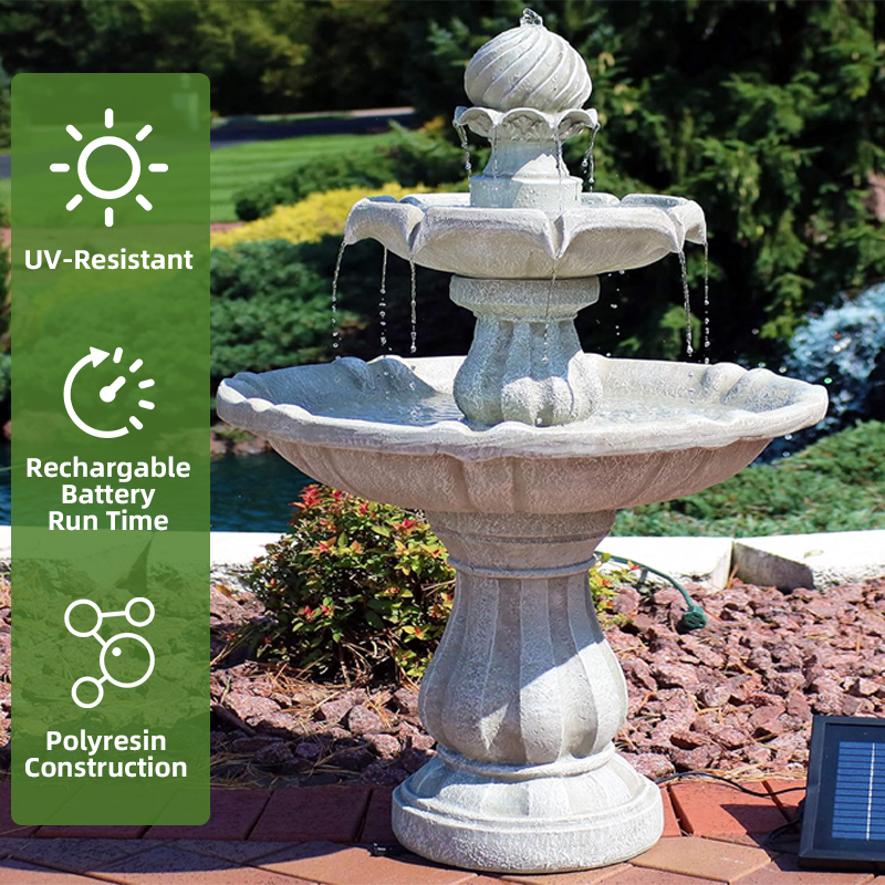 35-Inch 2-Tier Solar Water Fountain Outdoor