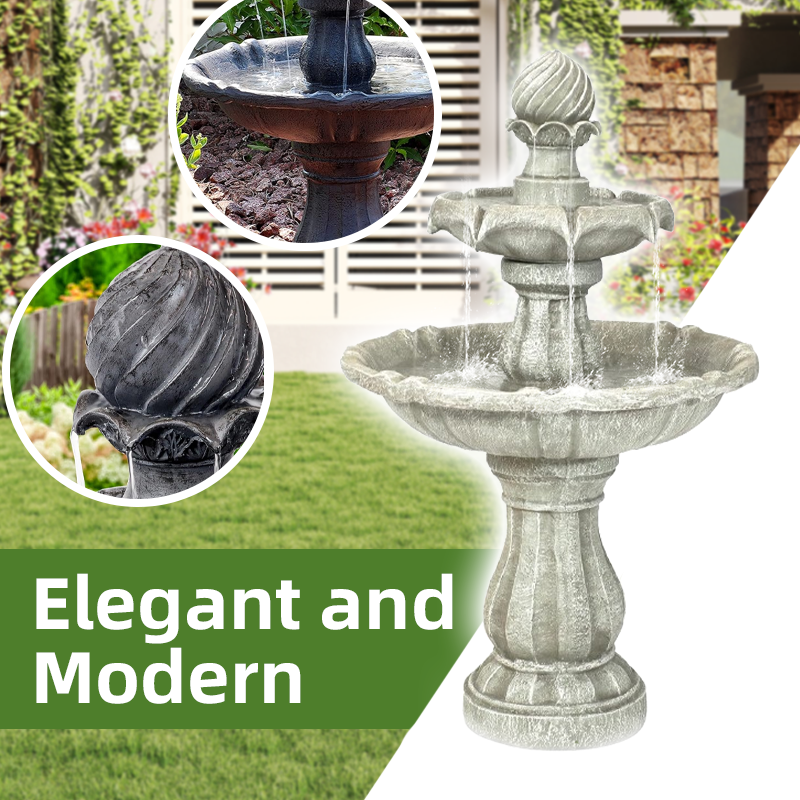 35-Inch 2-Tier Solar Water Fountain Outdoor