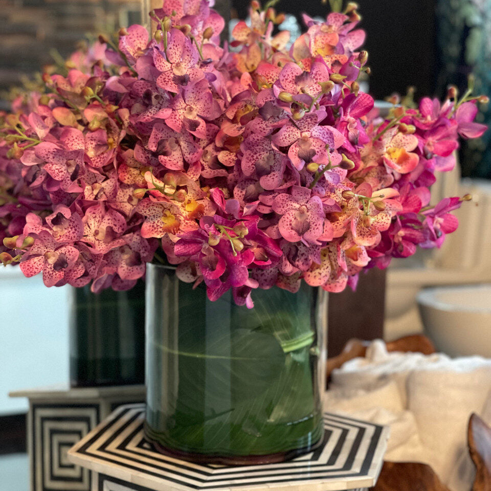 Mixed Mokara Orchids in Oversized Rota Cylinder