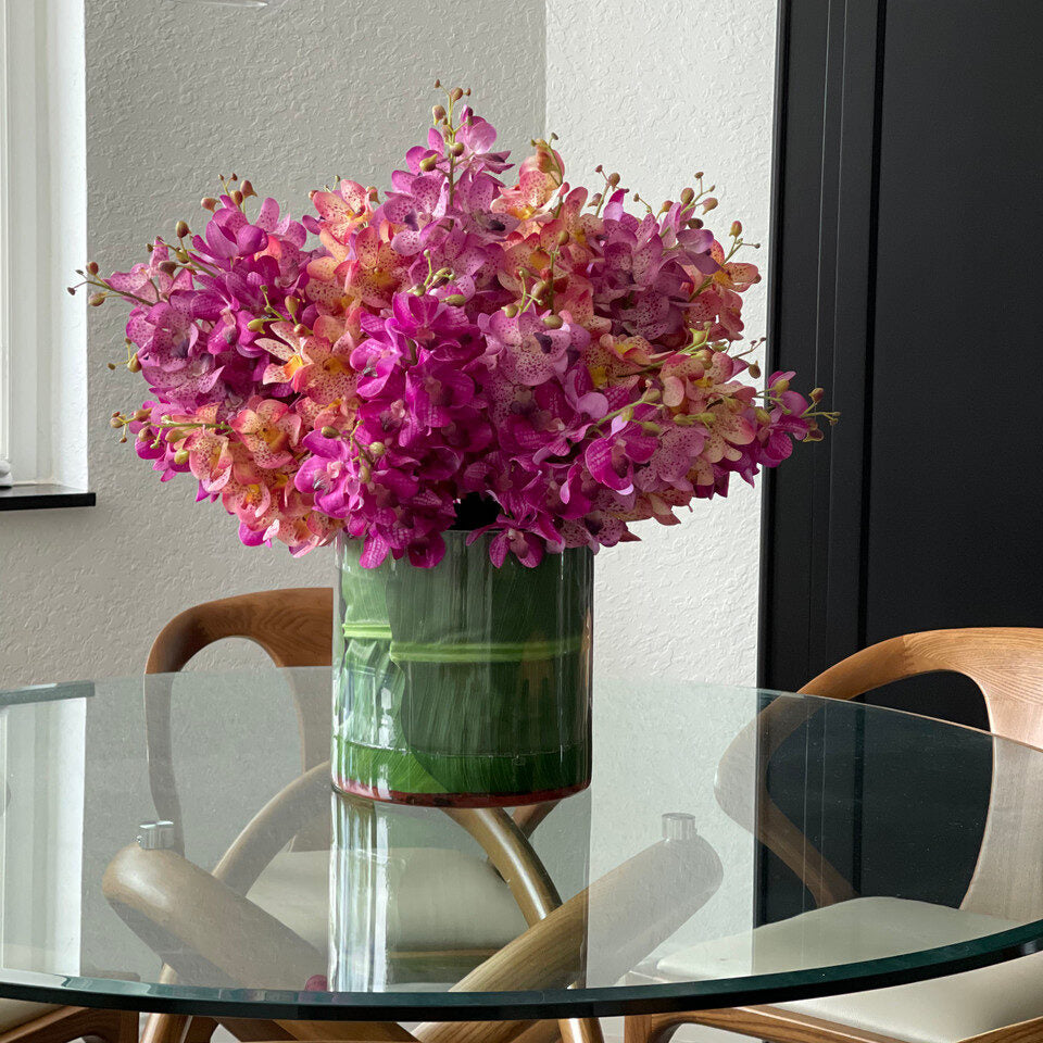 Mixed Mokara Orchids in Oversized Rota Cylinder